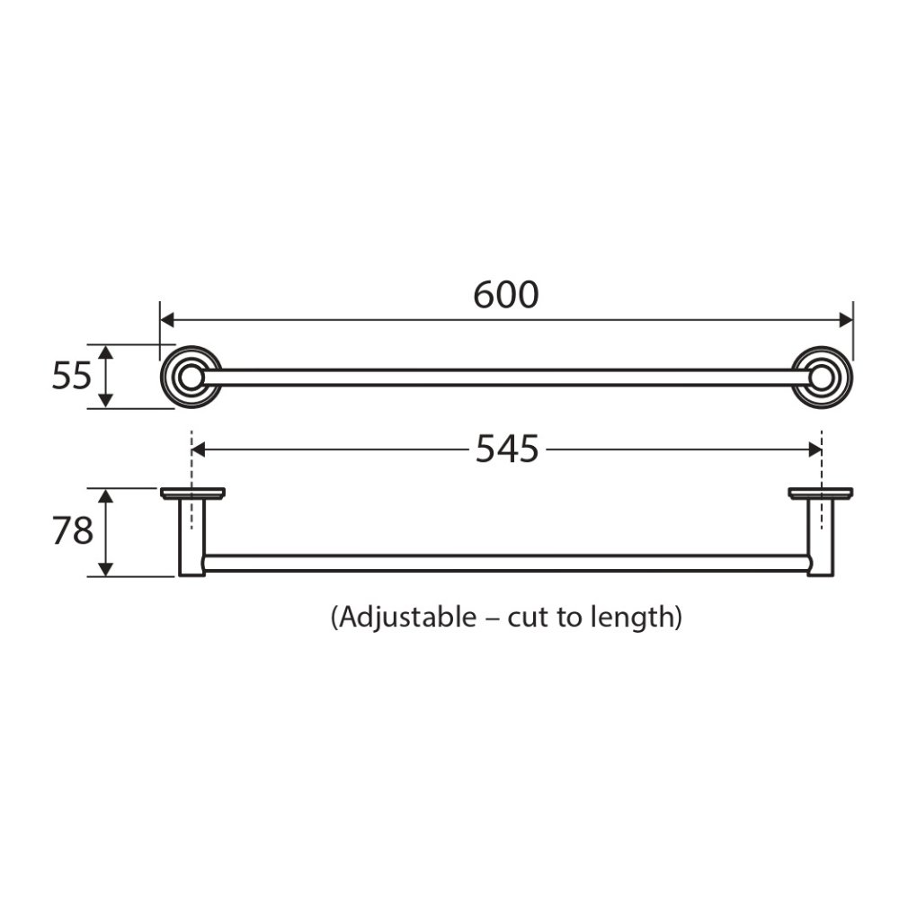 Axle Single Tow Elrail , 600mm - Image 3