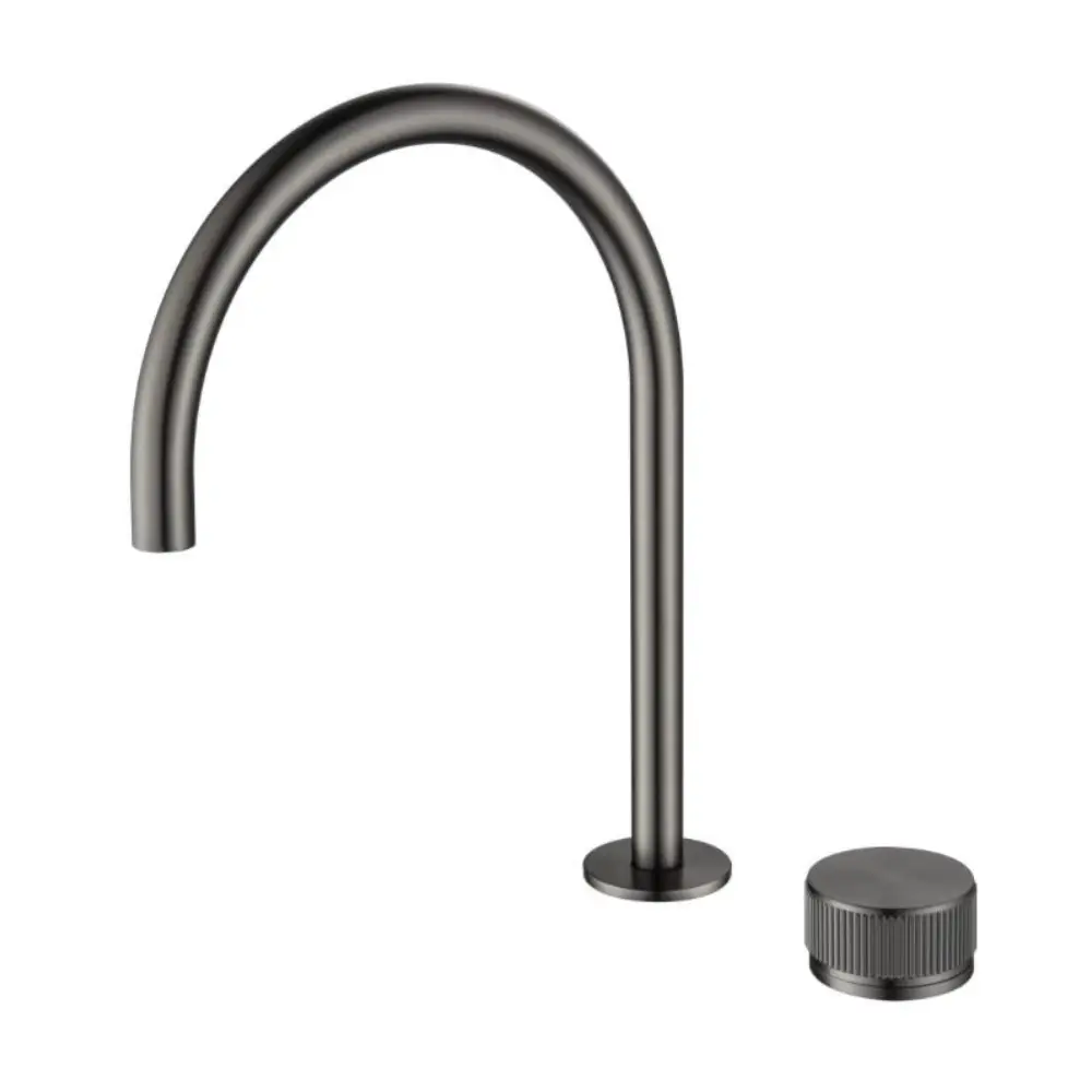 Bellavista Mica Fluted Gooseneck Hob Sink Basin Mixer Set - Gun Metal