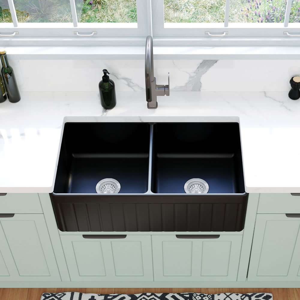 Benson Double Butler Sink Large, Matte Black, 34.5L, 34.5L - Image 3