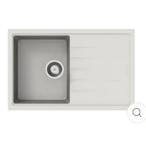 Carysil Vivaldi Single Bowl With Drainer Granite Kitchen Sink 780500mm Snova White D-100S-W