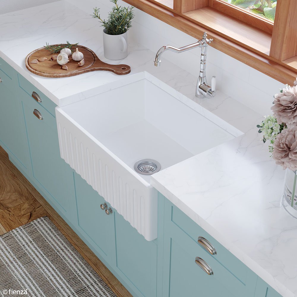 Charlton Single Butler Sink Small, Gloss White, 54L - Image 5