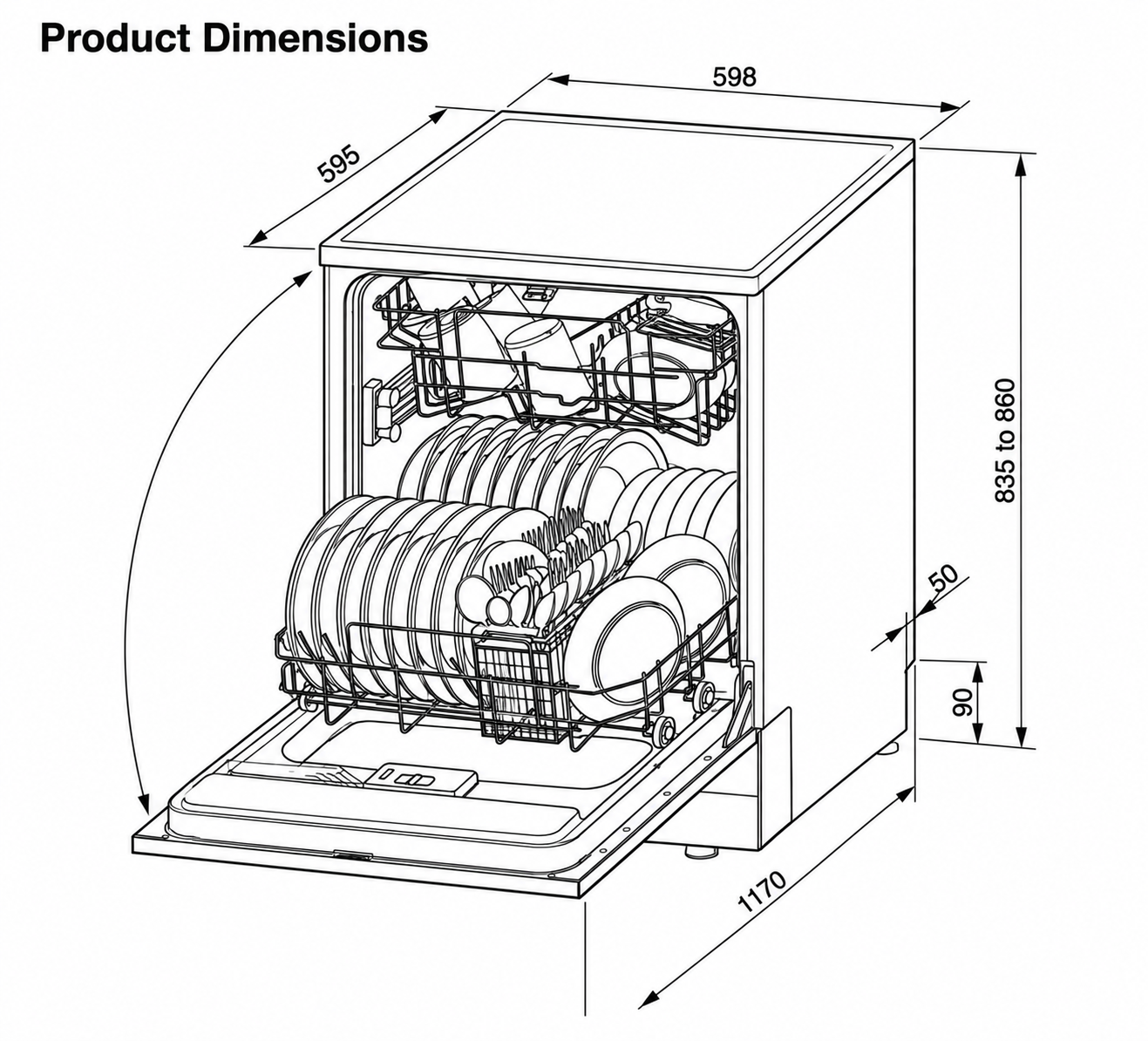 Technika 60cm Freestanding Dishwasher TSDW14GG - Image 2