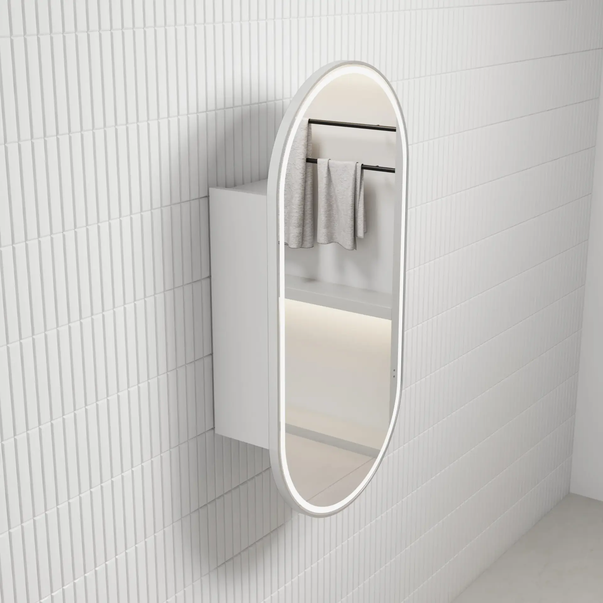 Crystal Full LED Shaving Cabinet - Brushed Nickel