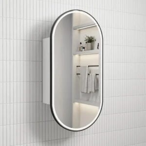 Crystal Full LED Shaving Cabinet – Matte Black