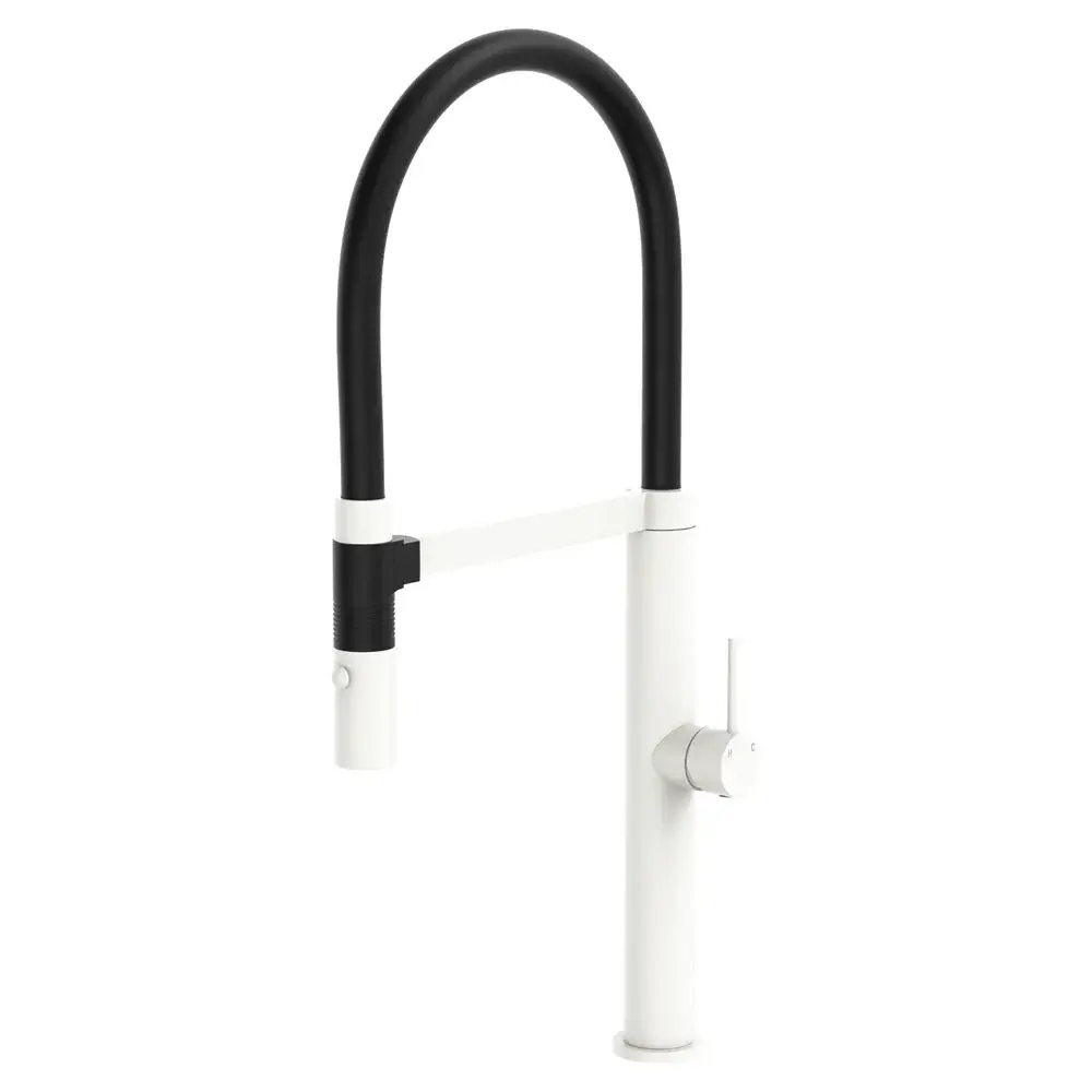 Fienza Kaya Pull Down Sink Mixer - Matte White + Black