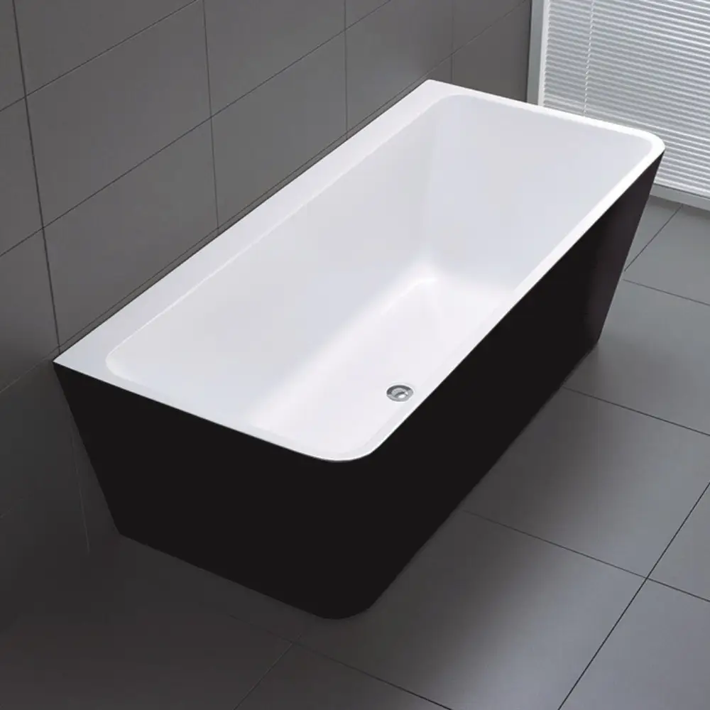 Florence Acrylic Back To Wall Bathtub In 295L - Black BTF1500