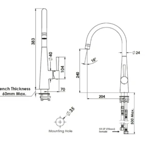 Galiano Slimline Sink Mixer Brushed Brass – LF1756203BB
