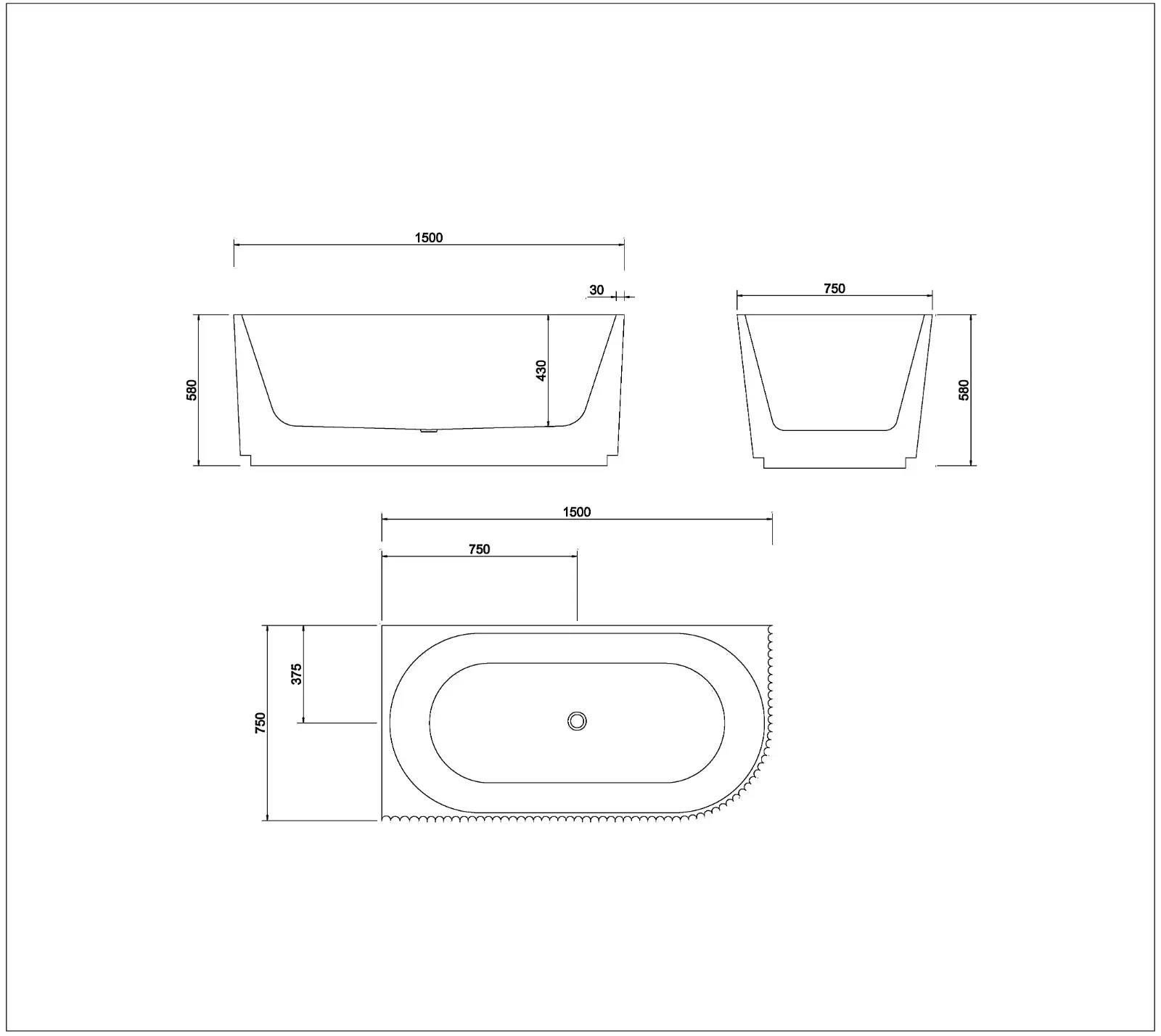 Genova Left Corner Bathtub BTG1500L - White - Image 3