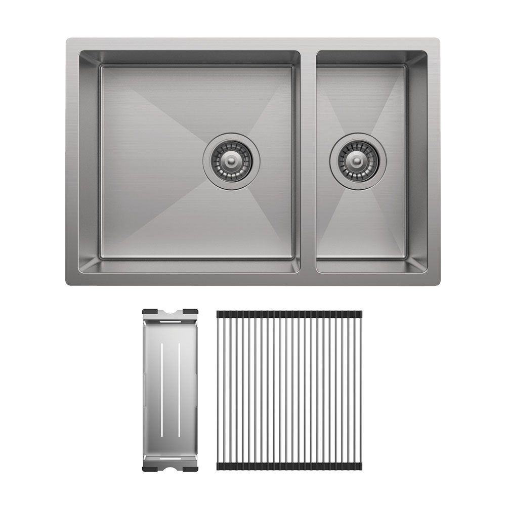 Hana Double Kitchen Sink, Brushed Stainless Steel, 30L,15L - Image 2