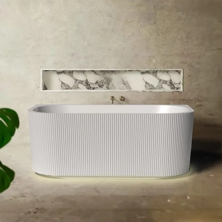 Havana Back To Wall Bathtub BTH1500 - White - Image 2