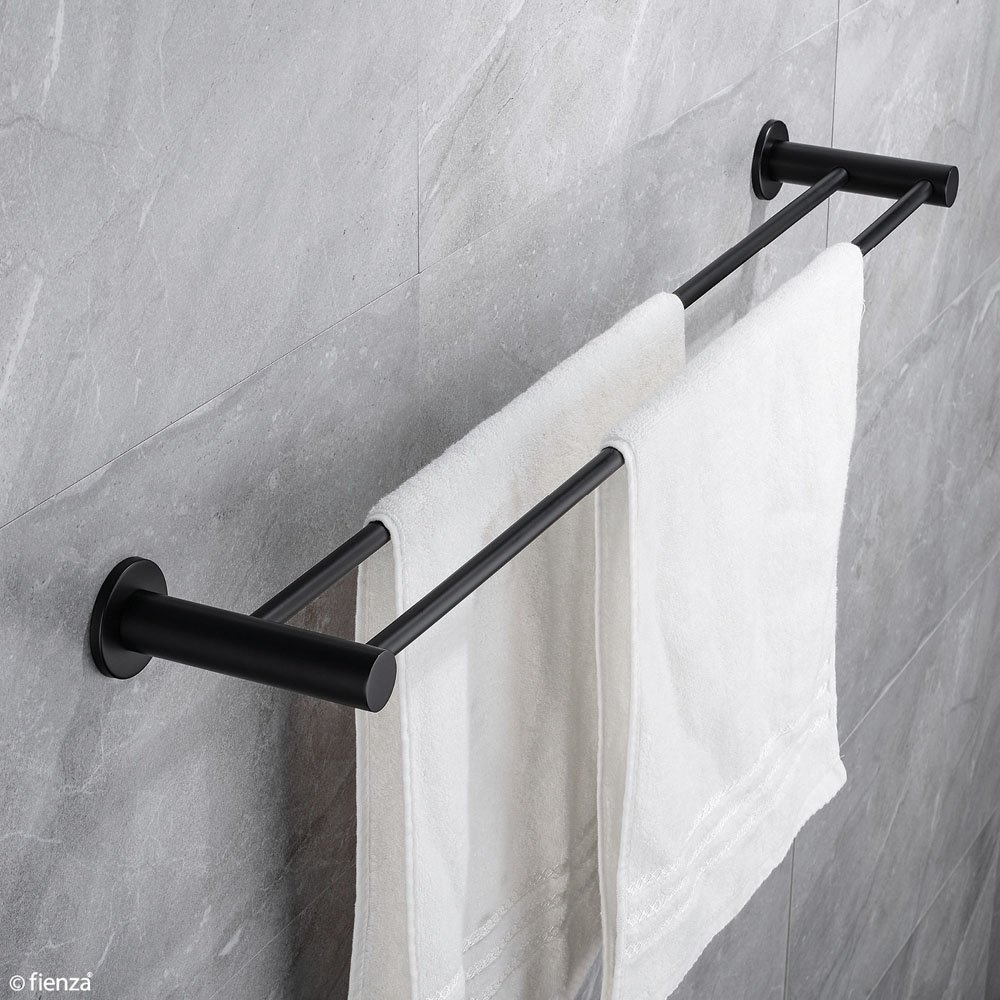Hustle Double Towel Rail, Matte Black - Image 3