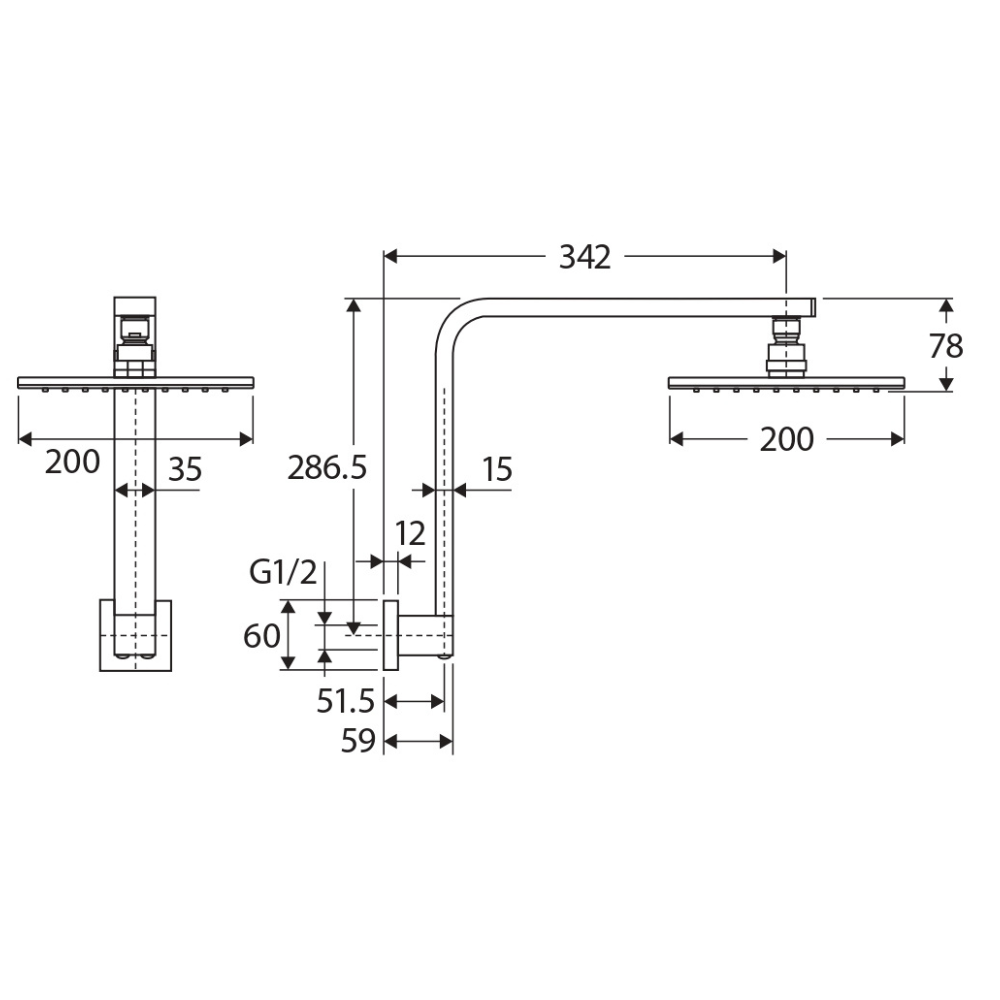 Hustle Square Shower Arm Set, Matte Black - Image 5