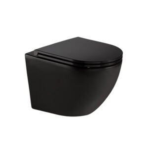 Fienza Koko Matte Black Wall Faced Toilet Pans – White