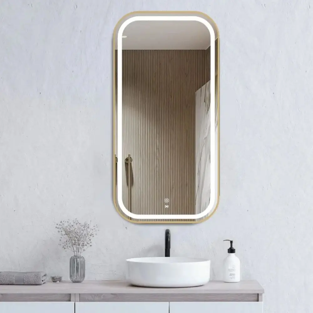 Led Newport Frame Tuffi Mirror Soft Square Gold Metal - LED-SQM9045B