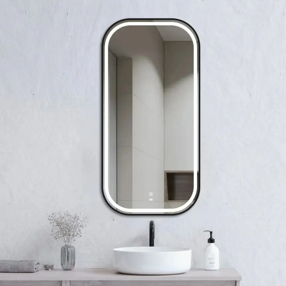 Led Newport Metal Frame Tuffi Mirror Soft Square Black - LED-SQM9045B