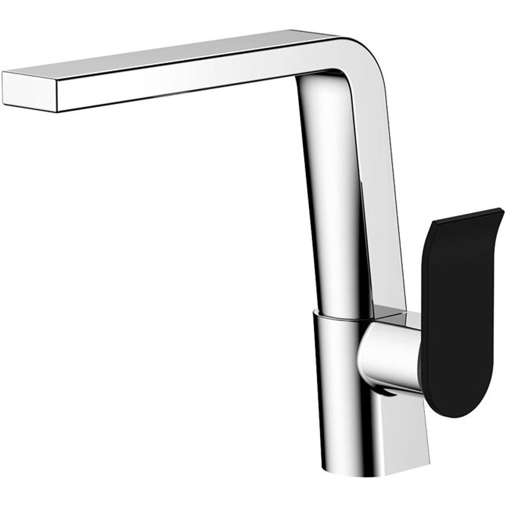 Fienza Lincoln Swivel Sink Mixer - Polished Chrome, With Black Handle - Image 3