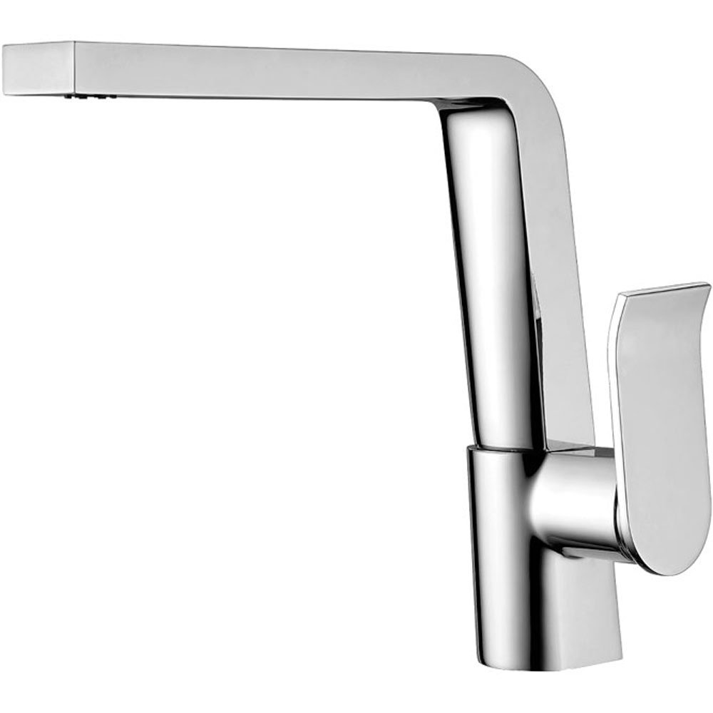 Fienza Lincoln Swivel Sink Mixer - Polished Chrome, With Black Handle