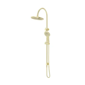 Meca Fluted Gooseneck Dual Shower Rail French Gold – DSH-R-6H-NR-FG