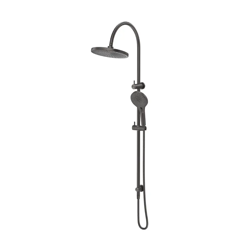 Meca Fluted Gooseneck Dual Shower Rail Gun Metal - DSH-R-6H-NR-GM