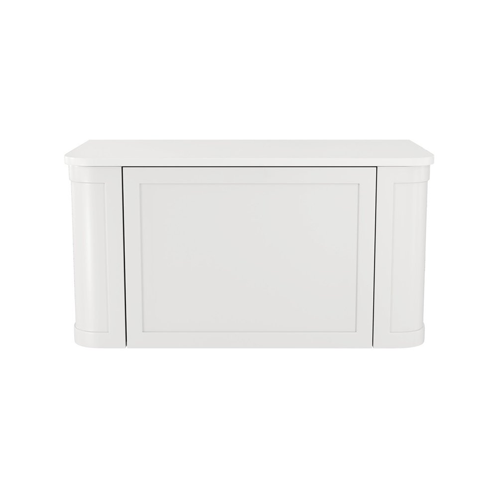 Mila Curved Shaker Wall Hung Cabinet, Satin White, 900mm - Image 4