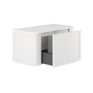 Mila Curved Shaker Wall Hung Cabinet, Satin White, 900mm