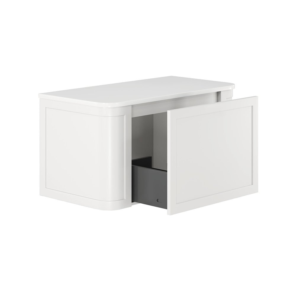 Mila Curved Shaker Wall Hung Cabinet, Satin White, 900mm