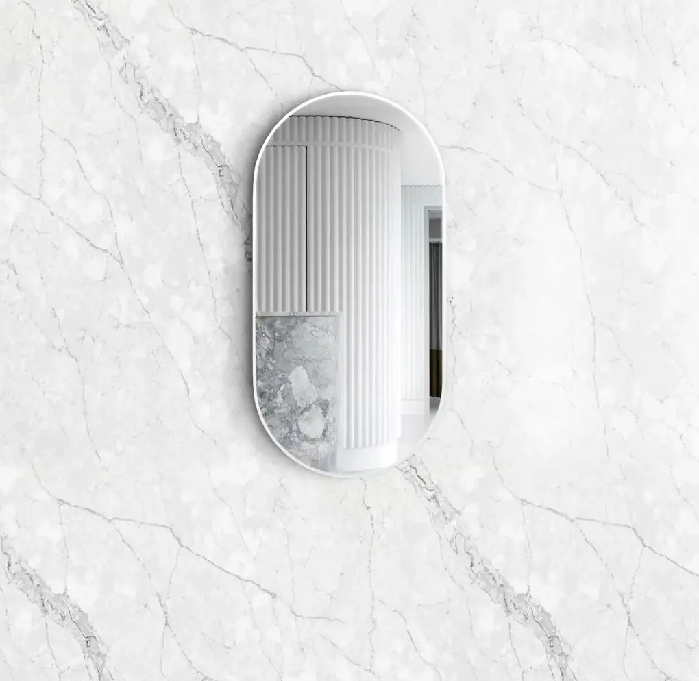 Noosa Matte White Metal Frame Tuffi Mirror - MFMO9045W