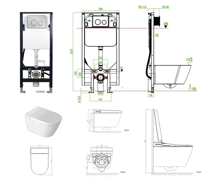 Novus Wall Hung Smart Bidet Suite Features - Hot & Cold Massage - Image 4
