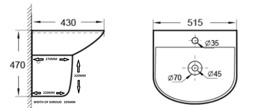 OLA Wall Hung Basin - White - Image 3