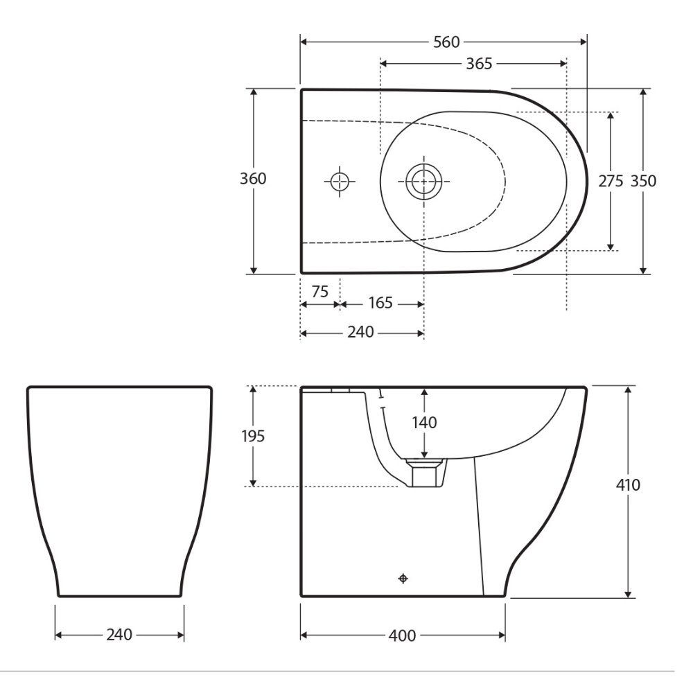 Rak Moon Back To Wall Bidet - Image 3