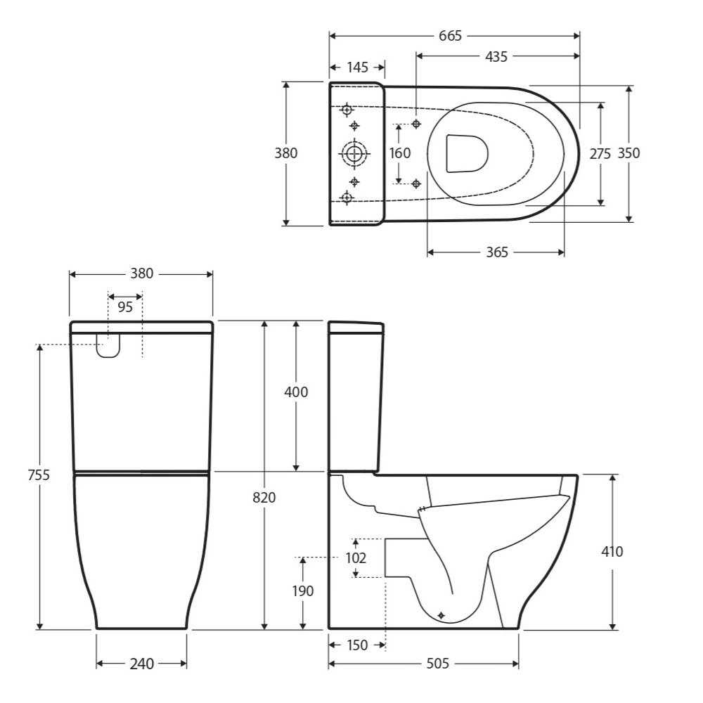 Fienza Rak Moon Back To Wall Toilet Suite - White - Image 3
