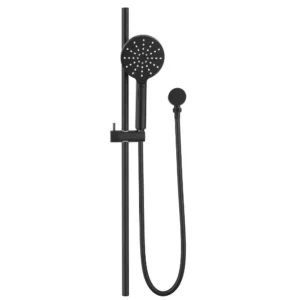 Round Head Single Shower Rail – Black