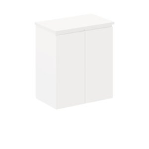 Siska Ensuite Depth Wall Hung Cabinet, Satin White, 600mm