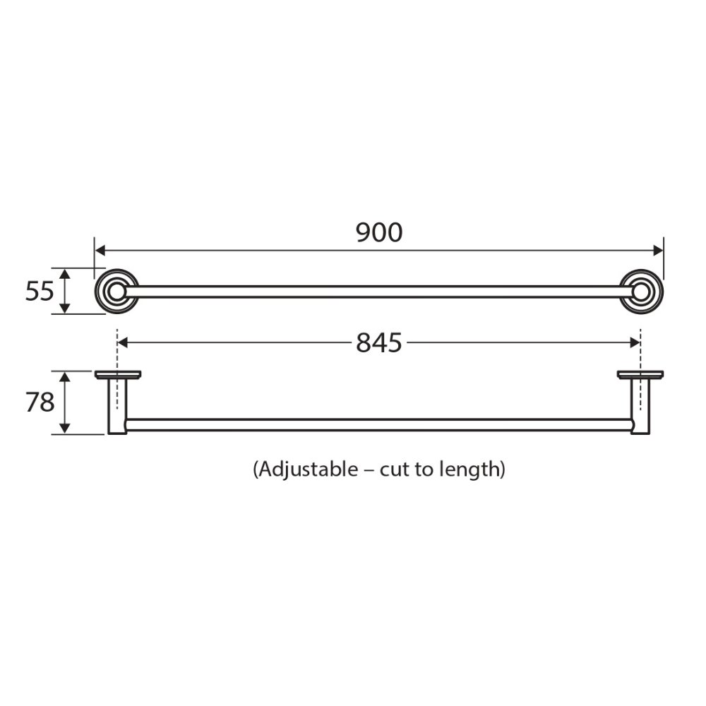 Kaya Single Towel Rail 900mm - Image 4