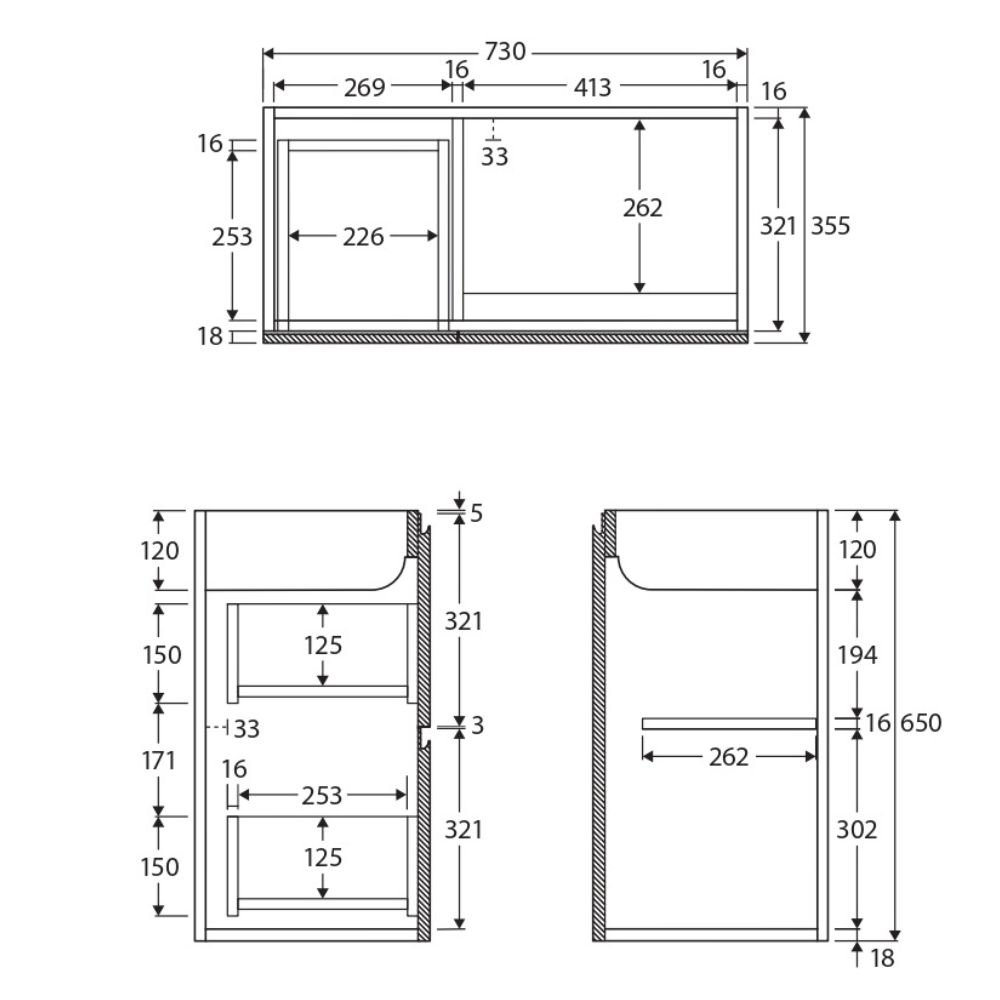 Siska Ensuite Depth Wall Hung Cabinet, 750mm - Image 4