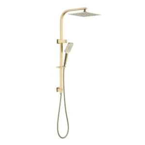 Square Dual Head Shower Set – Brushed Gold