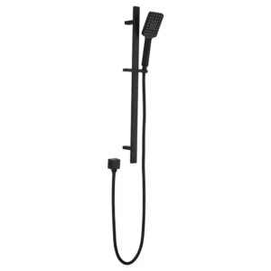 Square Head Single Shower Rail – Black