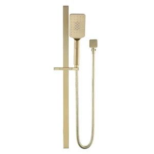 Square Head Single Shower Rail – Brushed Gold