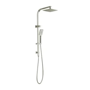 Taran Twin Shower On Rail Top Inlet Square 250mm Brushed Nickel – TSSTI-BN10