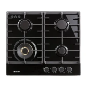 Technika 60cm Black Glass Gas Cooktop TGC6GBK