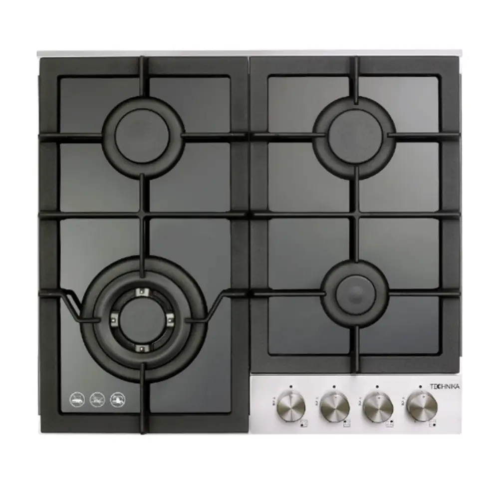 Technika 60cm Black Glass Gas Cooktop - TGC6GWBGFS