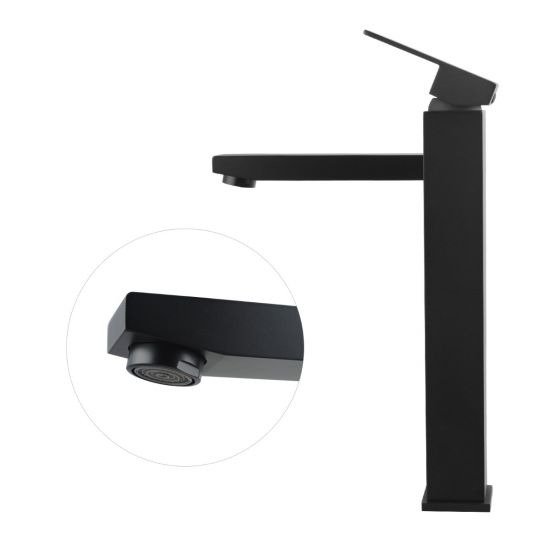 Vallo Chrome Square Tall Basin Mixer - Image 3