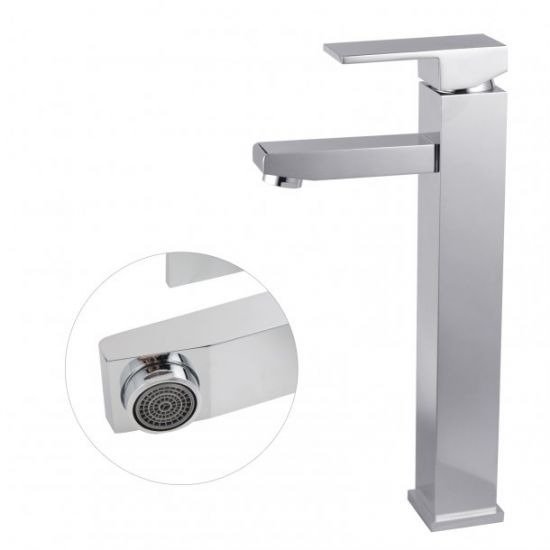 Vallo Chrome Square Tall Basin Mixer - Image 6