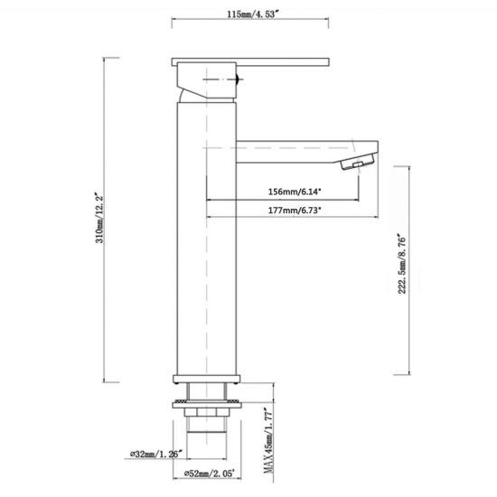 Vallo Chrome Square Tall Basin Mixer - Image 4