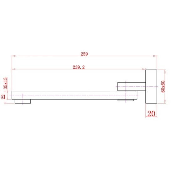 Vallo Chrome Square Bath Spout - Image 4