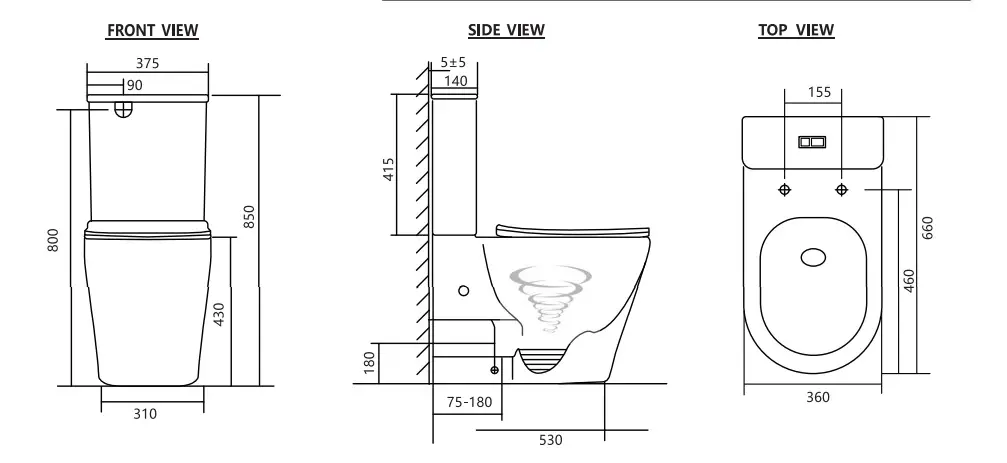 Zero Extra High Rimless WhirlPool Flushing Back to Wall Toilet Suite - Image 5