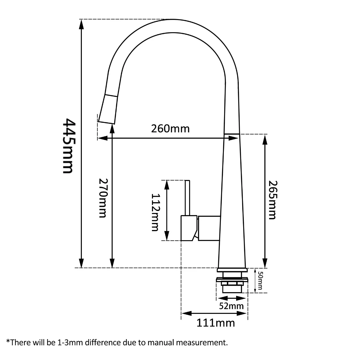 Light Brushed Brass Pull Out Kitchen Mixer-LBG1021.KM - Image 2