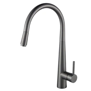 GM1021.KM Round Gun Metal Grey Pull Out Kitchen Sink Mixer Tap