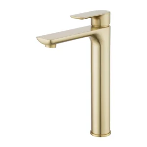 Ova Series Light Brushed Brass Tall Basin Mixer