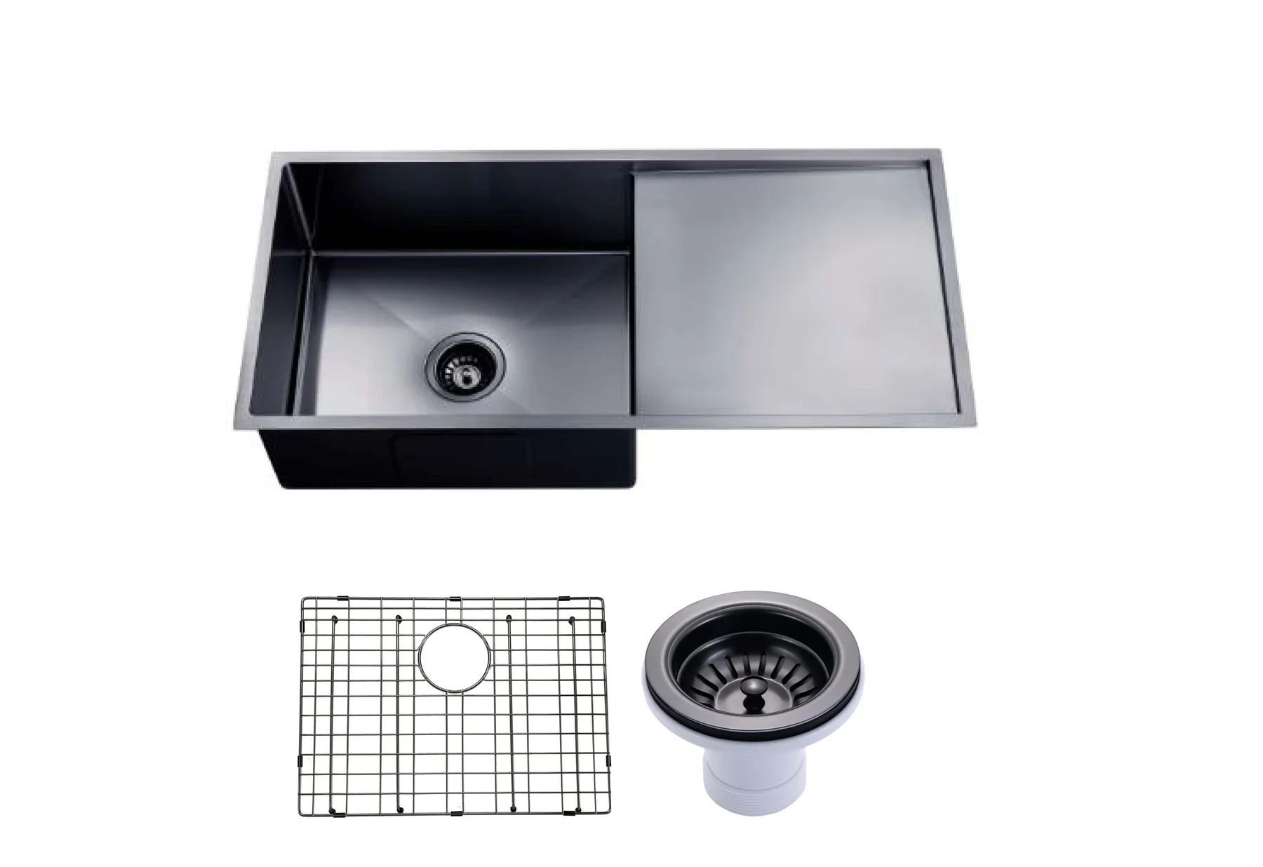 Gun Metal Grey Hand-made Single Bowl Kitchen Sink-TWM4B 960*450*230mm